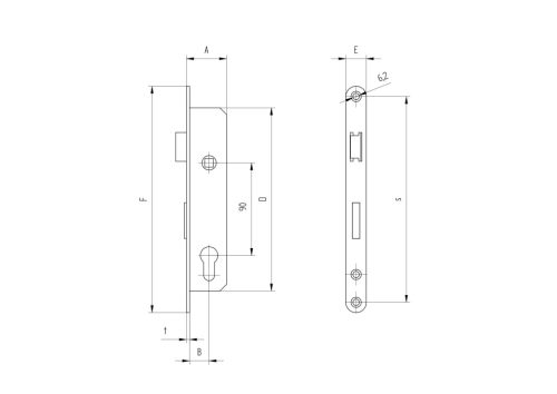 Portálzár 40×40 zártszelvényhez 40x40mm - B1/30-22x90 