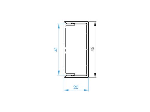 Alumínium kerítéssablon adapter 40 mm töltetekhez és homlokzati rendszerhez, 45 x 20 – 6,0 m – Fekete RAL 9005