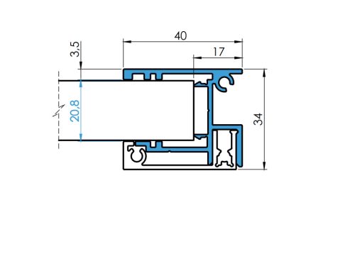 Alumínium kerítés adapter kitöltésekhez 20 – 6000mm