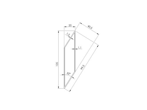 Alumínium kerítés kitöltés 20x105x1,2-6000mm