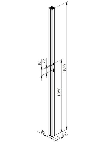 50x60-as alumínium oszlopkészlet és zárófedél záró részhez - 1850mm R7
