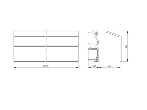 Felső vezetőprofil tolókapukhoz 6000mm R7016