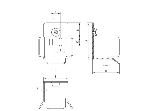 Alsó fogadó konzol Zn, profile 94×85, 90x95mm
