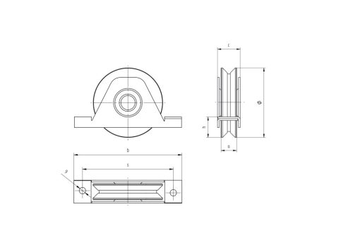 Tolókapu sülyesztett görgő-szögvasra Zn, D100 mm V-profilhoz