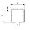 Rozsdamentes C szelvény úszókapuhoz 76x76x3mm, L6m