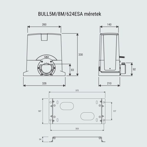 BENINCA KIT-BULL624-TURBO gyors tolókapu motor szett, 600kg kapusúlyig, 24Vdc 