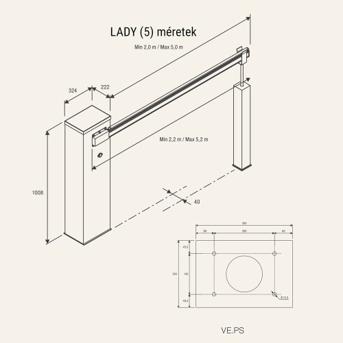 BENINCA KIT-LADY5 sorompó szett 5 méteres karral